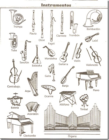 Pinto Dibujos: Instrumentos musicales para colorear